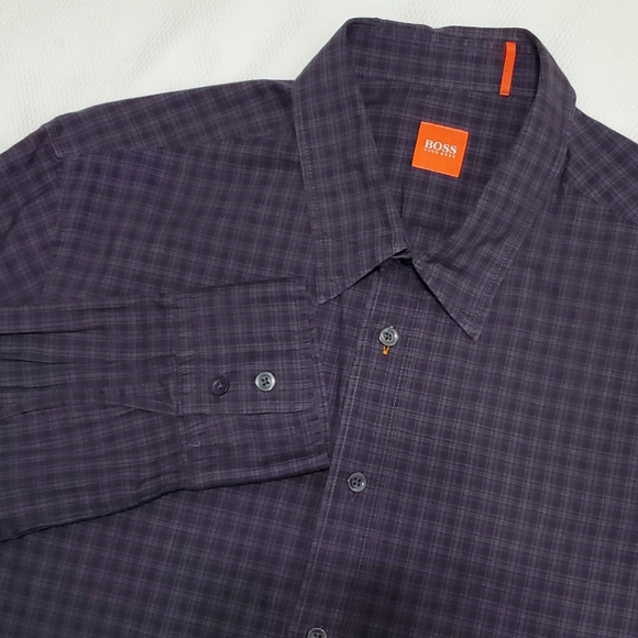 BOSS Hugo Boss Plaid Long Sleeve Button Down Cotton Shirt XL - Picture 1 of 11